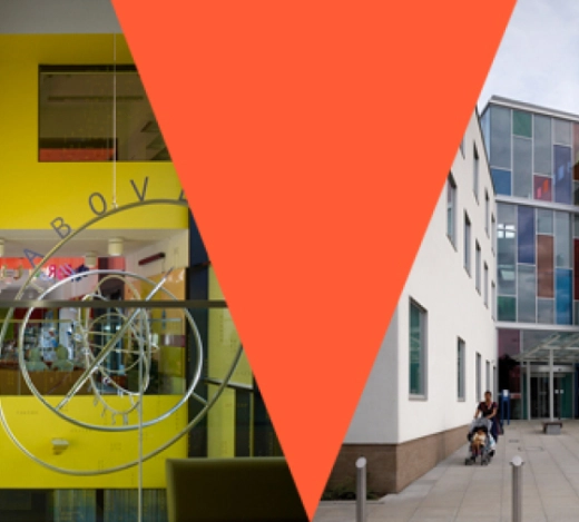 Exterior shot and Interior of health services building