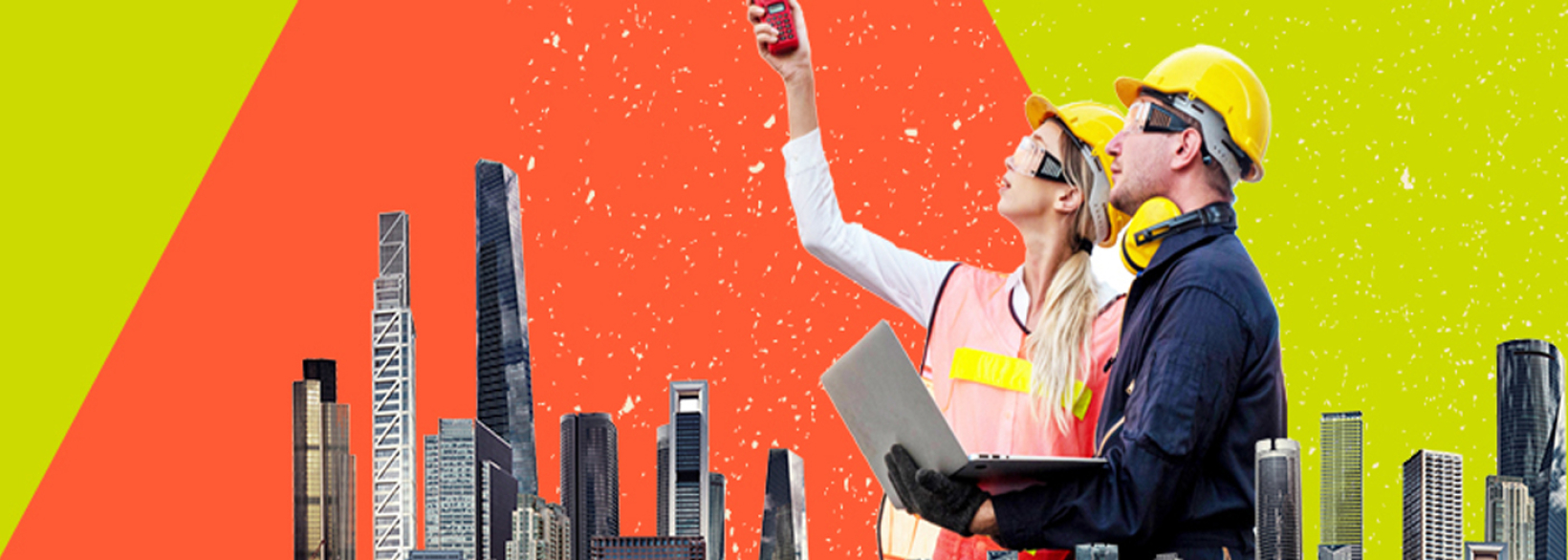 Two construction workers looking at the current state of the construction industry