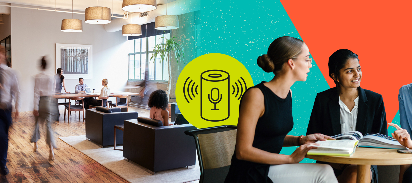 Modern office where group of men and women work