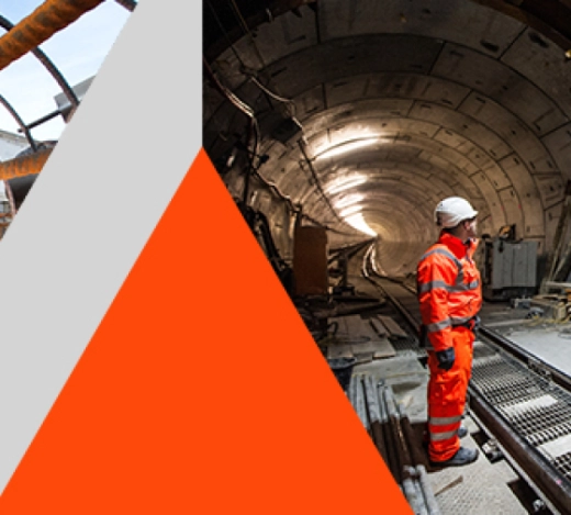 Site employees of civil engineering and construction company, J.Murphy & Sons working in an underground tunnel