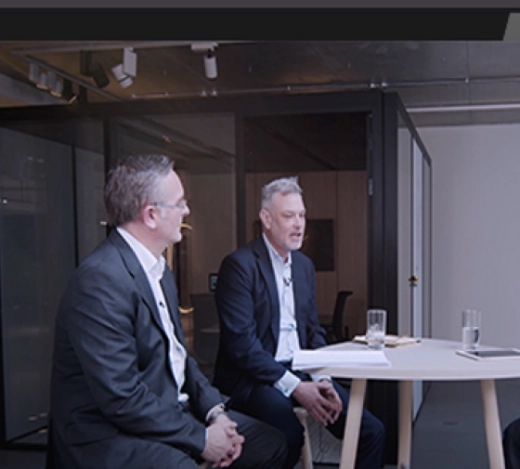 TV presenter, Ortis Deley, interviewing Optima's design team about the benefits of Optima's new Adaptable Meeting Room (AMR) product